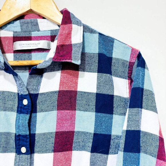 SIMONS‎ Blue and  red plaid flannel shirt - Picture 3 of 8